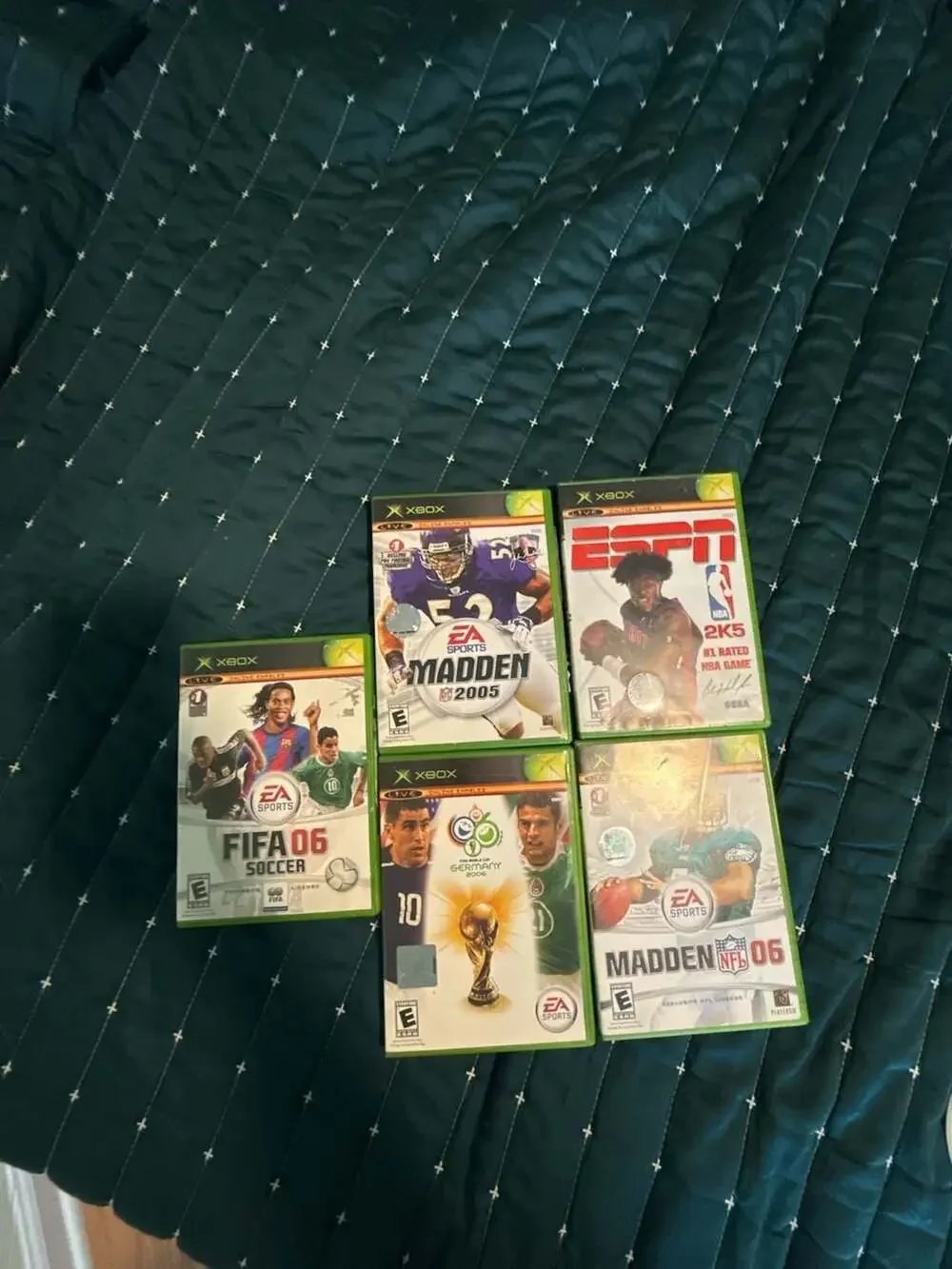 Lot of 5 Xbox Games.. Madden 05 and 06, NBA 2K5, FIFA 06, and World Cup 2006